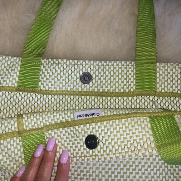 Crate&Barrel Green Tote Shopping Bag Carry All 19 1/2 x 15 1/2 - Picture 6 of 10